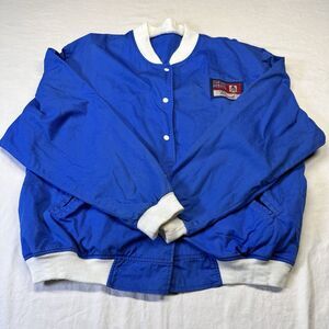Vintage Tribal Bermuda Equestrian Team Jacket Blue White Bomber Size M Canada